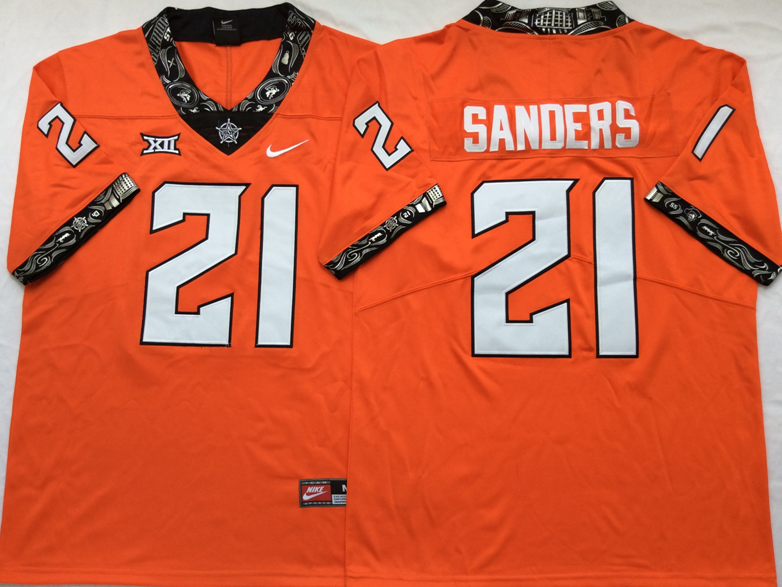 NCAA Men Oklahoma State Cowboys Orange #21 SANDERS